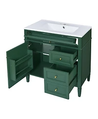 Lovmor 30inch Bathroom Vanity with Top Sink Modern Bathroom Storage Cabinet with 2 Drawers and a Tip out Drawer Single Sink Bathroom Vanity