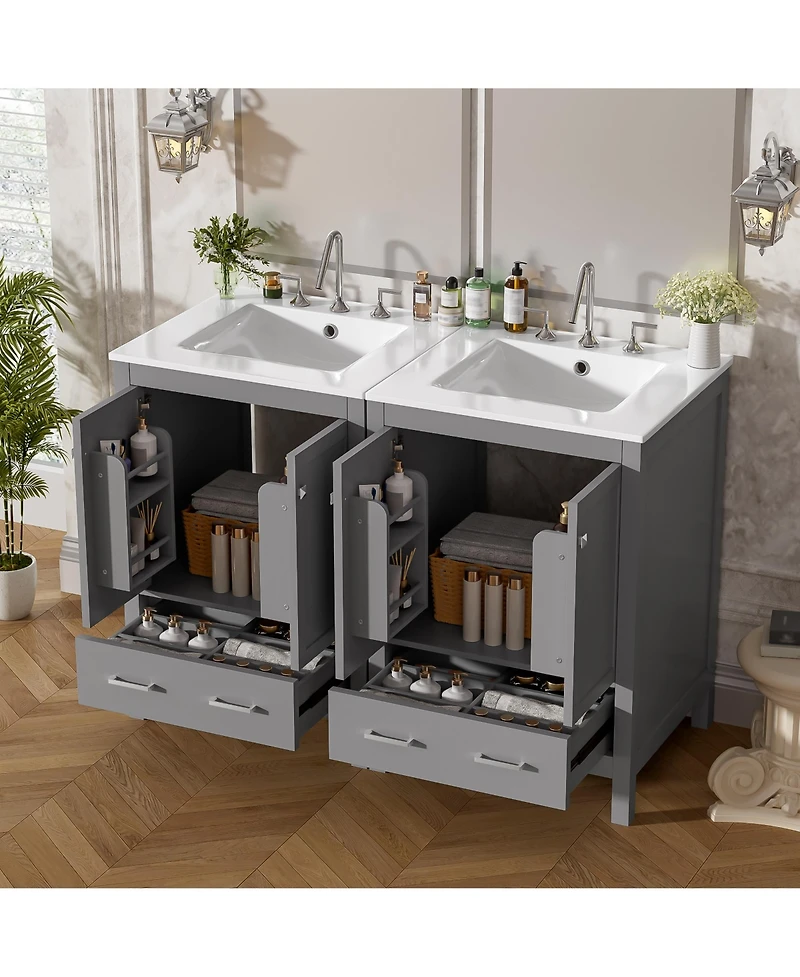 Lovmor Bathroom Vanity with Integrated Undermount Sink Divided Drawer for Versatile Storage