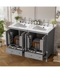 Lovmor Bathroom Vanity with Integrated Undermount Sink Divided Drawer for Versatile Storage