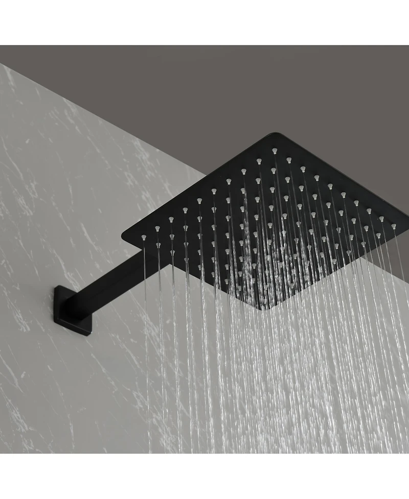 Rainsken Brass Matte Black Shower Faucet Set Shower System 10 Inch Rainfall Shower Head with Handheld Sprayer Bathroom Luxury Rain Mixer Combo Set