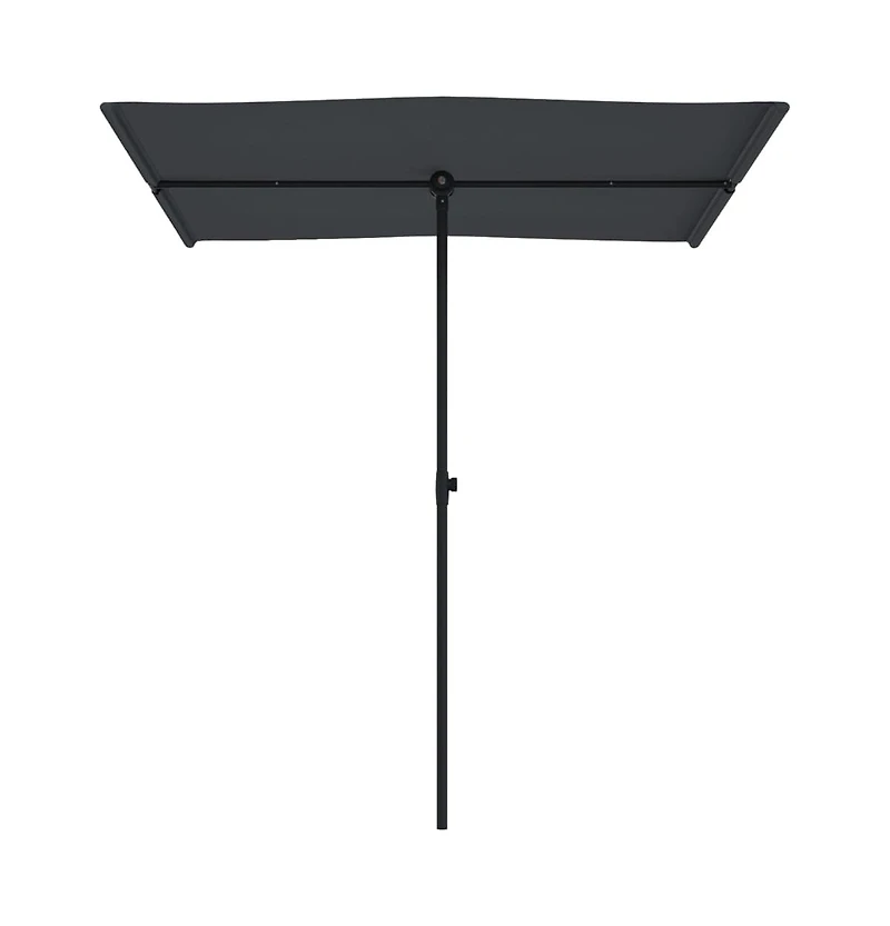 vidaXL Garden Parasol Black Polyester, Aluminum Medium Height-Adjustable