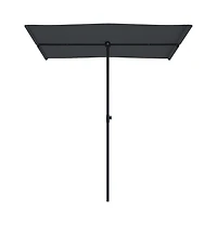 vidaXL Garden Parasol Black Polyester, Aluminum Medium Height-Adjustable