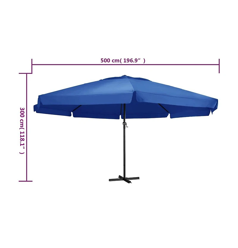vidaXL Garden Parasol Azure Blue Polyester with Pa coating Large