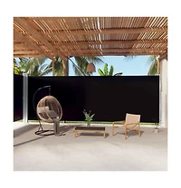 vidaXL Side Awning Black Polyester, Steel, Aluminum Large Retractable