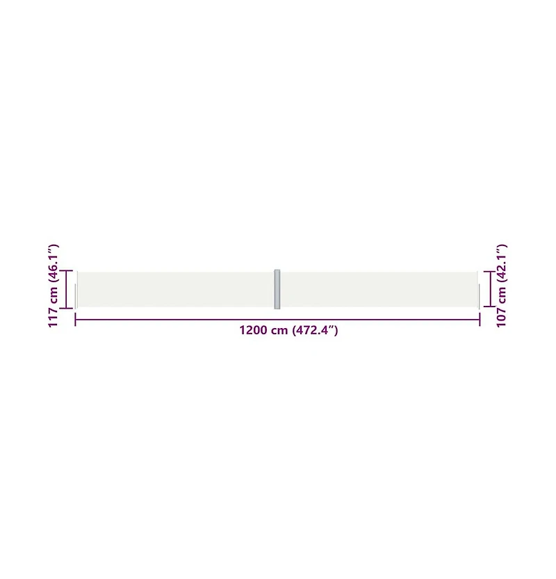 vidaXL Side Awning Cream Polyester with Pu coating, Steel, Aluminum Large