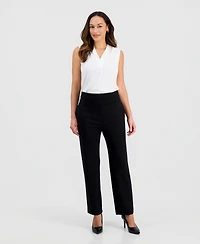 Jones New York Petite High-Rise Pull-On Straight-Leg Pants
