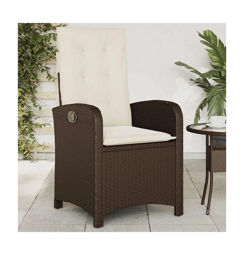 vidaXL Reclining Garden Chair Brown Pe rattan Medium