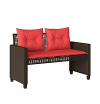 vidaXL 4 Piece Patio Sofa Set with Cushions Brown Poly Rattan Glass