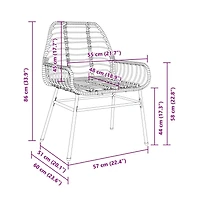 vidaXL Garden Chair Black Pe rattan, powder-coated steel Medium