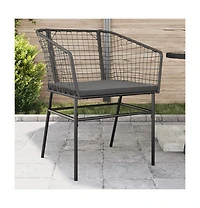 vidaXL Garden Chair Black Poly Rattan Uv-resistant materials