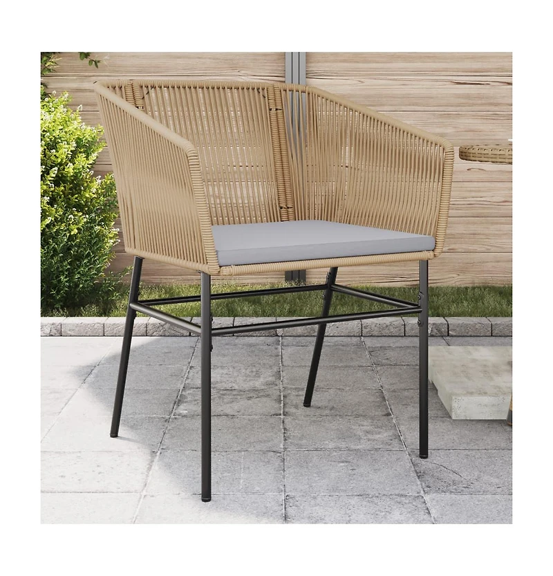vidaXL Garden Chair Brown Pe Rattan, Powder-Coated Steel Standard