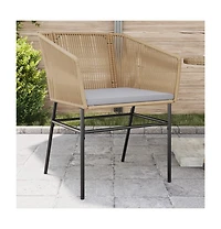vidaXL Garden Chair Brown Pe Rattan, Powder-Coated Steel Standard