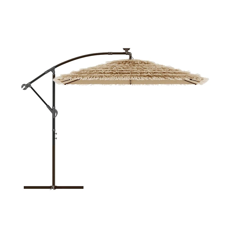 vidaXL Garden Parasol Brown Polyester Large Adjustable Armrests