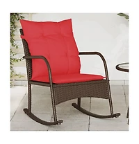 vidaXL Patio Rocking Chair Brown Pe rattan Medium Removable Covers