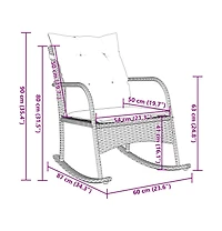 vidaXL Patio Rocking Chair Grey Poly Rattan and Powder-Coated Steel Medium