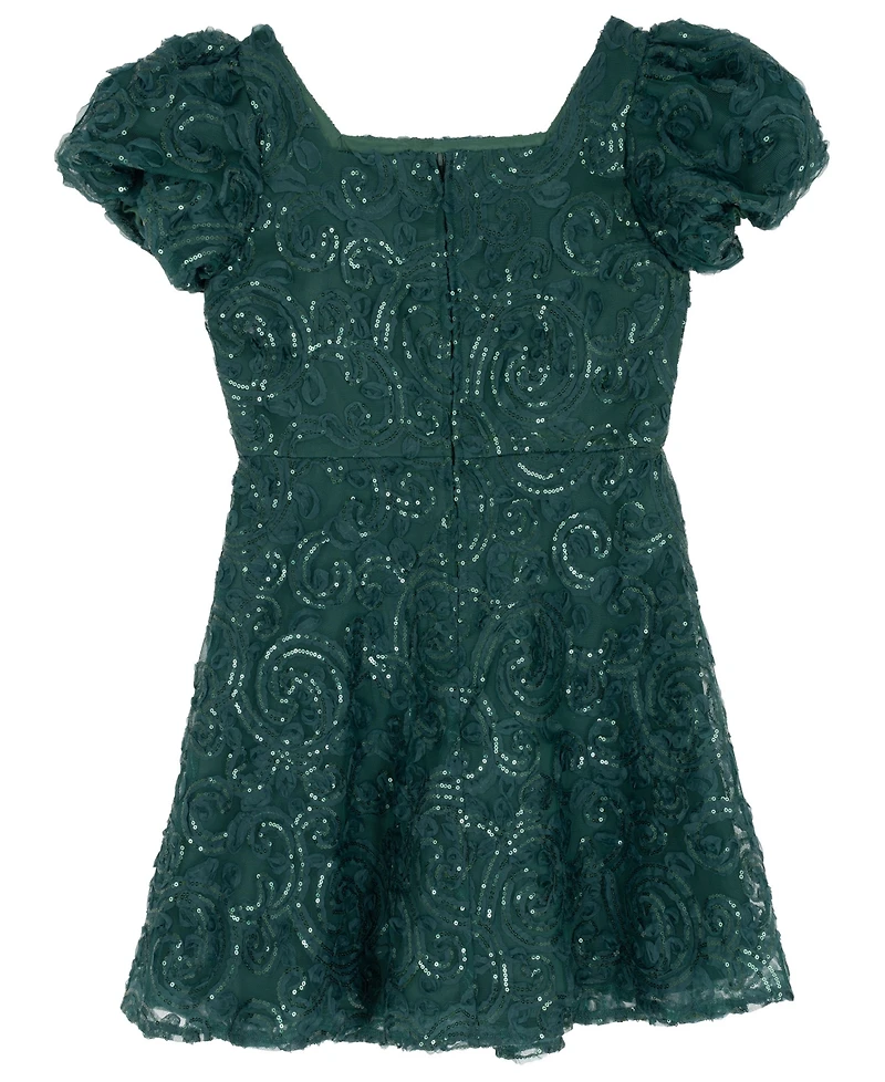 Rare Editions Girls 7-16 Soutache Short Sleeve A-Line Dress