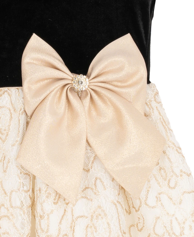 Rare Editions Girls 7-16 Puff Sleeve Lace Dress with Bow