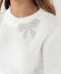 Rare Editions Girls 7-12 2-Piece Bow Embellished Sweater and Skort Set