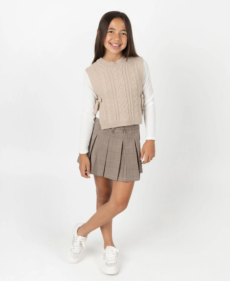 Rare Editions Girls 7-12 3-Piece Top, Vest and Skort Set