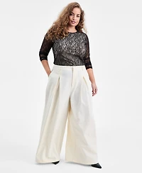 Bar Iii Trendy Plus Casual Pleated Wide-Leg Pants, Macy's Exclusive