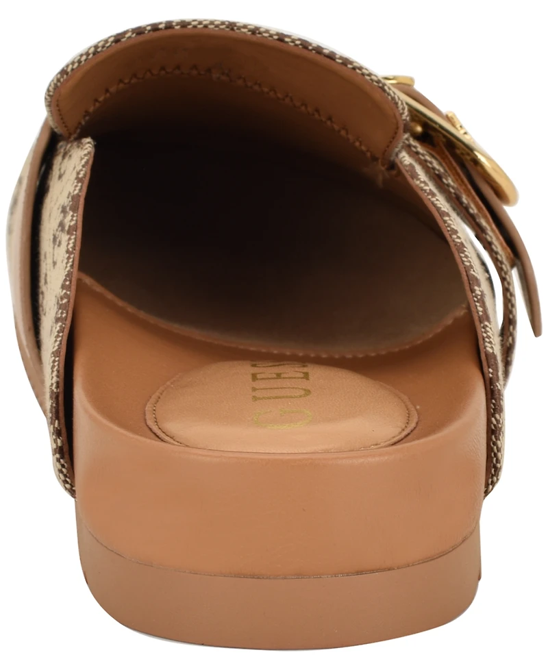 Guess Womens Galavanta Buckle Slip-On Flat Clogs