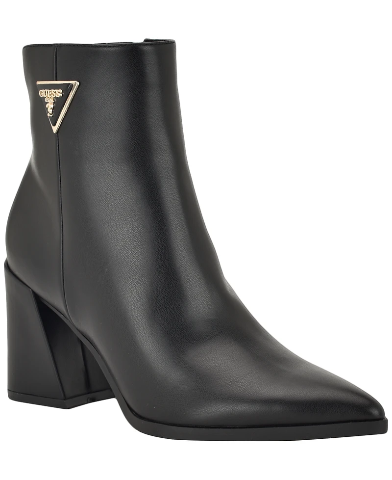 Guess Womens Lusera Flared Block Heel Dress Booties