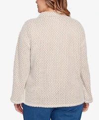 Ruby Rd. Plus Zig Zag Snappy Sweater Knit Top