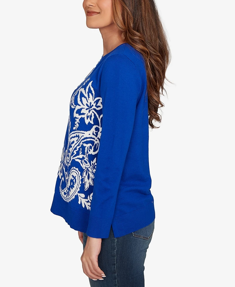 Ruby Rd. Plus Size Floral Paisley Jacquard Sweater