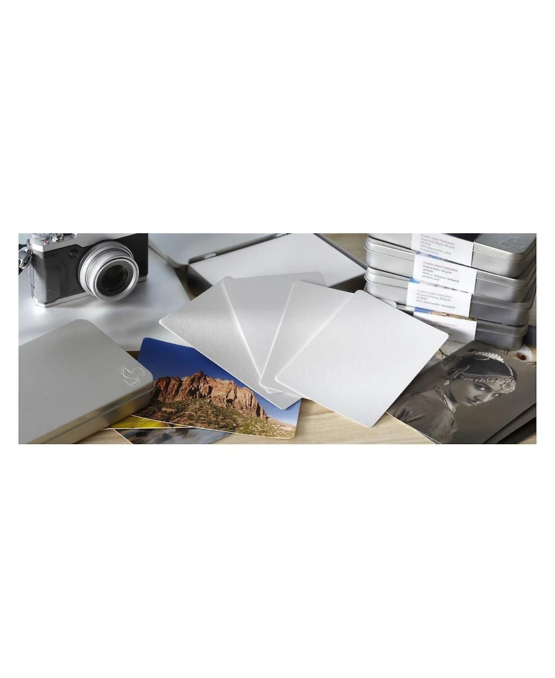 Hahnemuhle Photo Rag Metallic Inkjet Photo Cards, Natural White, High-Gloss Metallic Finish, 340gsm, 4x5.9", 30 Sheets