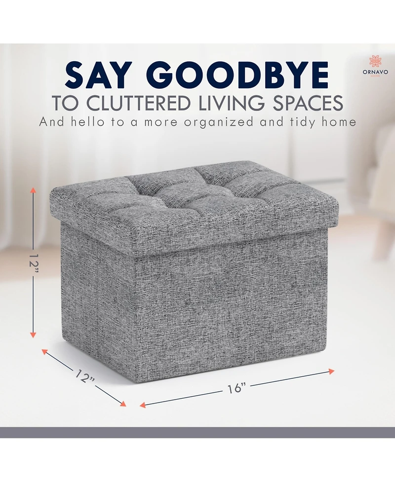 Ornavo Home Set of 2 Collapsible Rectangle Small Storage Ottoman