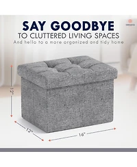 Ornavo Home Set of 2 Collapsible Rectangle Small Storage Ottoman