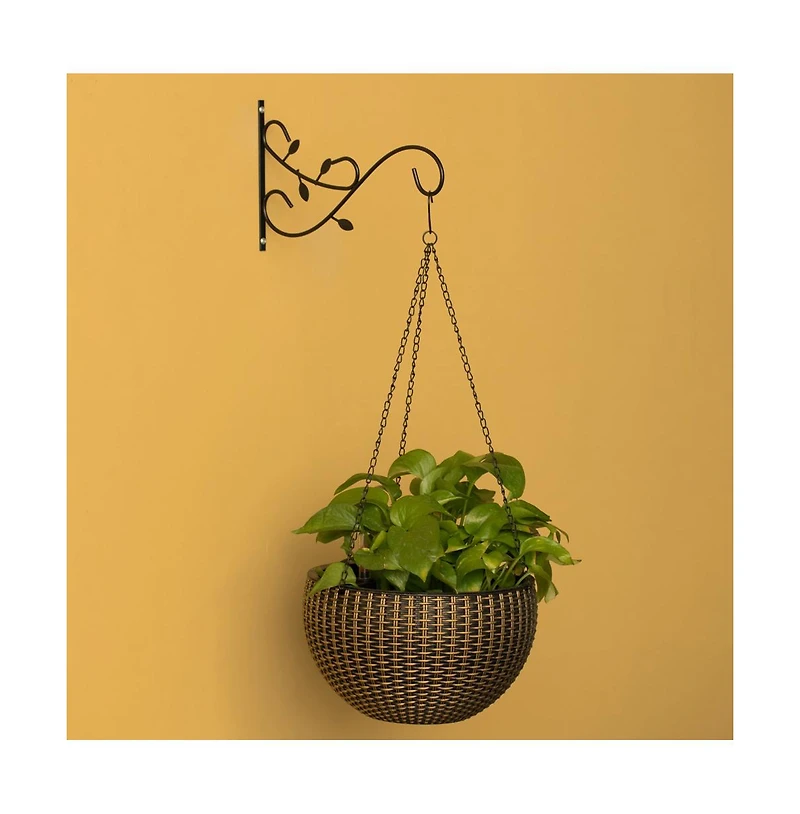 Gardenised Decorative Metal Wall Mounted Hook for Hanging Plants, Bracket Hanger Flower Pot Holder, 2 Pack