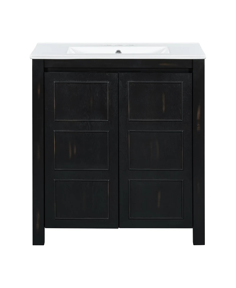 Casainc 30" Bathroom Vanity with Ceramic Sink, Soft-Close Doors, Adjustable Shelf and Modern Storage Cabinet