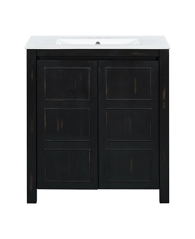 Casainc 30" Bathroom Vanity with Ceramic Sink, Soft-Close Doors, Adjustable Shelf and Modern Storage Cabinet