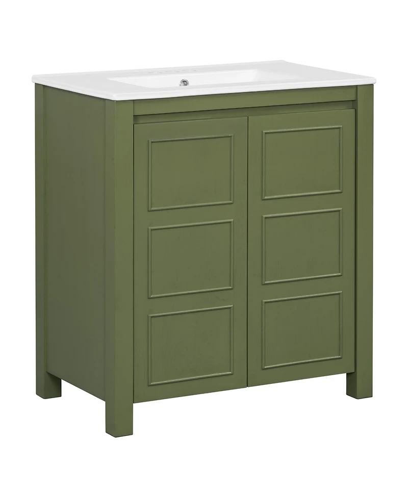 Casainc 30" Bathroom Vanity with Ceramic Sink, Soft-Close Doors, Adjustable Shelf and Modern Storage Cabinet
