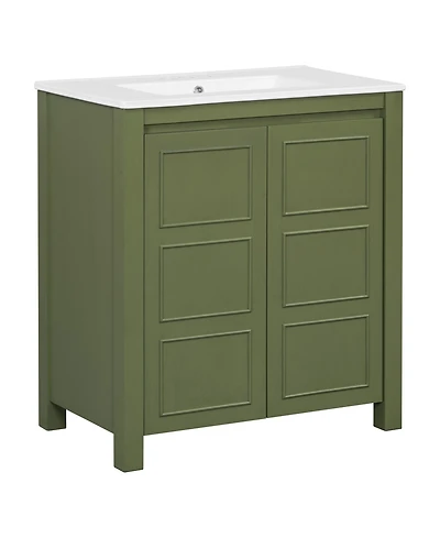 Casainc 30" Bathroom Vanity with Ceramic Sink, Soft-Close Doors, Adjustable Shelf and Modern Storage Cabinet