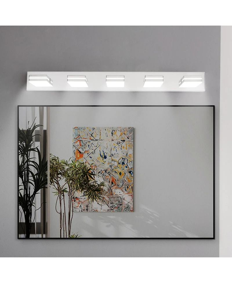 Streamdale Furniture Chrome Led Vanity Sconce with 5 Lights, Modern and Sleek