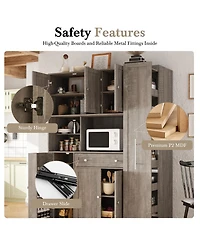Streamdale Furniture Buffet with Hutch, Kitchen Pantry Storage Cabinet - Brown