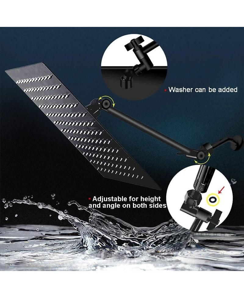 Rainsken 10" Square Rainfall & High Pressure Stainless Steel Bath Shower Head Matte Black