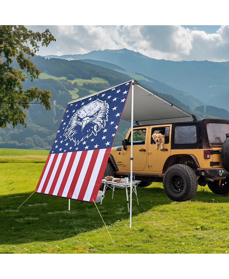 Yescom 4.4x6.6 Ft Vehicle Awning w/ Eagle Side Wall Roof Rack Pull-Out Sun Shade Travel