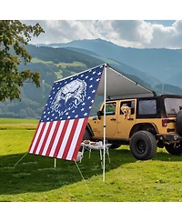 Yescom 4.4x6.6 Ft Vehicle Awning w/ Eagle Side Wall Roof Rack Pull-Out Sun Shade Travel