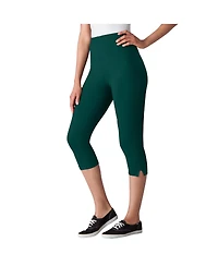 Woman Within Plus Stretch-Cotton Knit Pull-On Capri Leggings