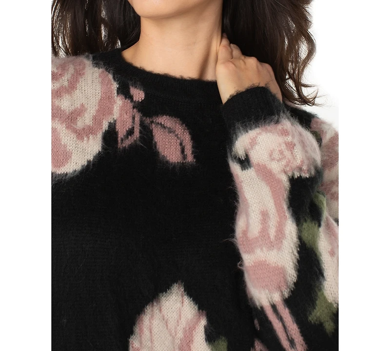 Liverpool Los Angeles Women's Floral Print Long Sleeves Sweater