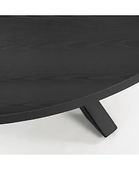 5-Piece 39.4" Round Black Dining Table Set with Starburst Base and 4 Boucle Fabric Chairs Curved Back Metal Legs-Maison