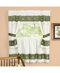 Kate Aurora 5 Piece Embroidered Floral Kitchen Curtain Tier Curtain Valance & Tiebacks Set