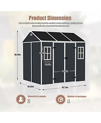 Mondawe 8x7 Ft Outdoor Resin Storage Shed with Floor, Windows, Lockable Double Doors & Vents