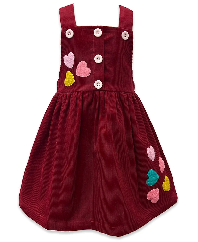 Blueberi Boulevard Girls 2T-6X 2-Piece Button Floral Corduroy Top and Jumper Set