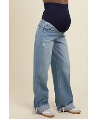 Pinkblush Maternity Light Blue Cuffed Baggy Wide Leg Jeans