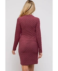 Pinkblush Maternity Burgundy Soft Brushed Knit Long Sleeve Dress