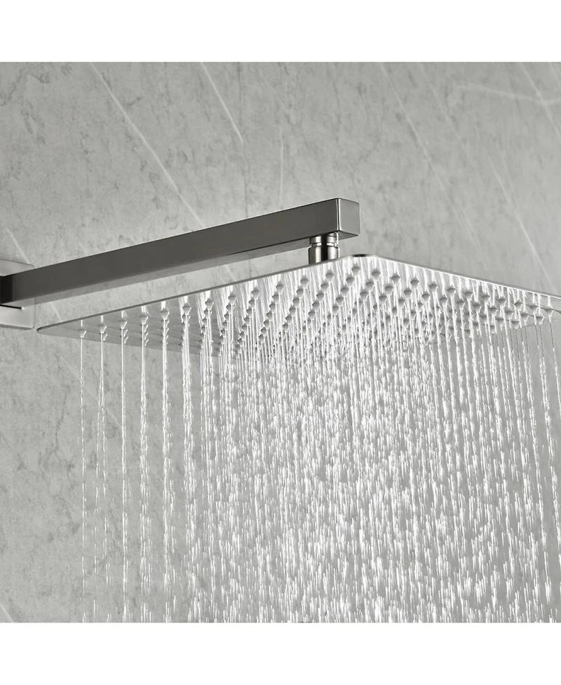 Rainsken Shower System with Rain Shower Head, Hand Shower Head, Water Control Valve, Shower Bracket, Hose and Niche